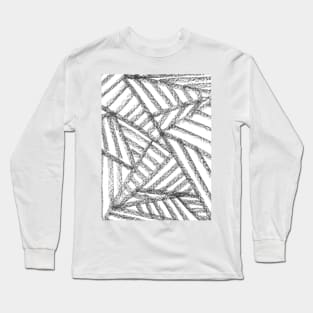 Black and White Minimal Web Lines - Abstract Charcoal Drawing Long Sleeve T-Shirt